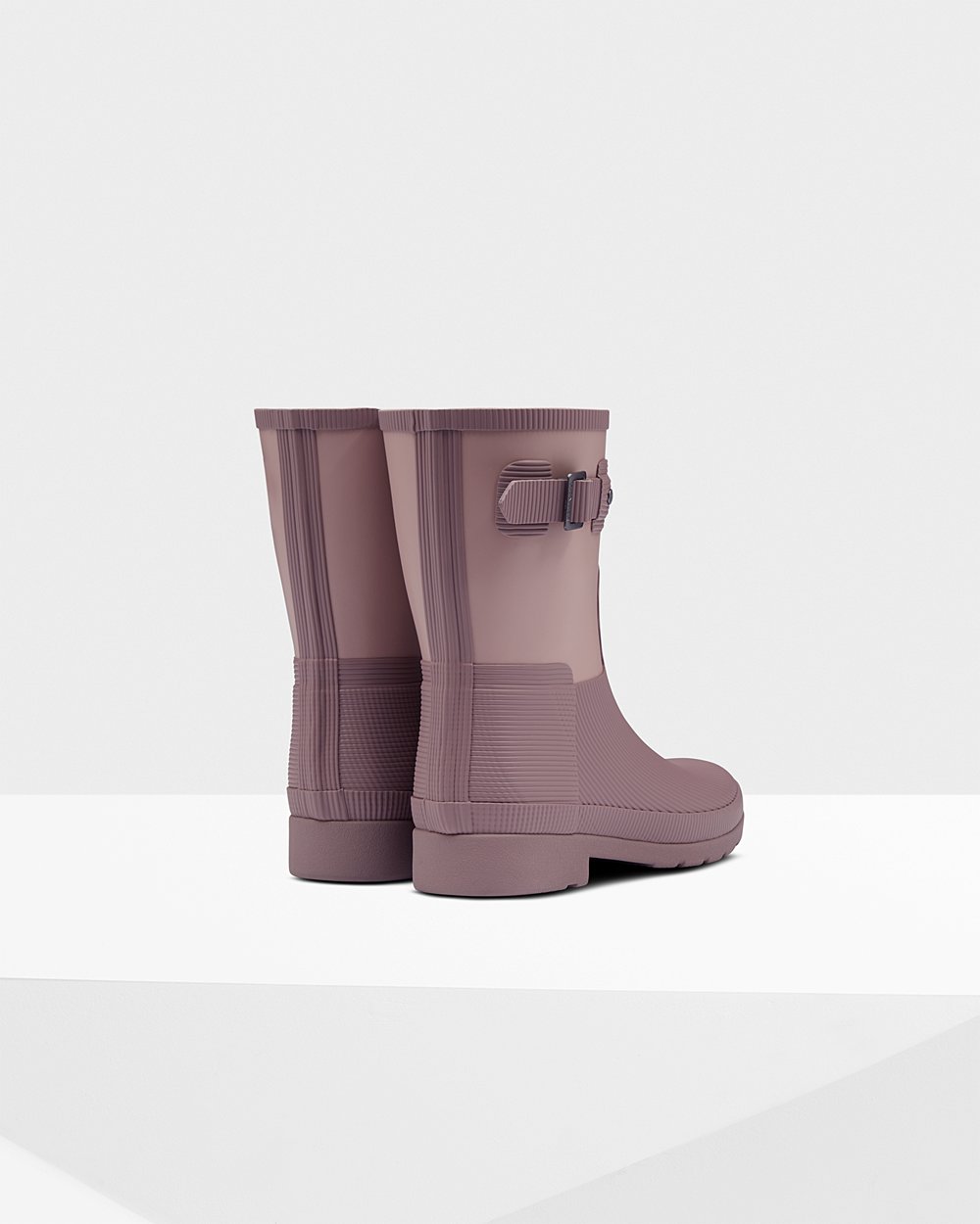 Women Hunter Refined Texture Block Slim Fit | Short Rain Boots Pink/Purple | NZ-28561-ACYE